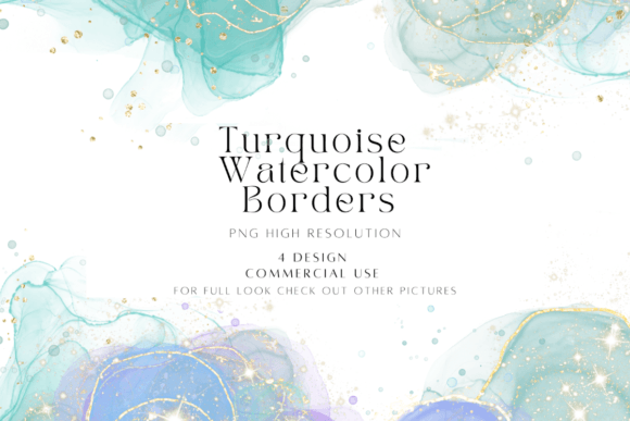 Download Turquoise Watercolor Border Png - Png Collection