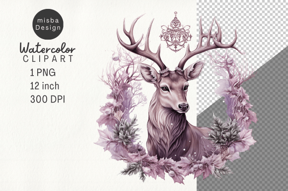 Download Vintage Christmas Deer Clipart PNG - Png Collection