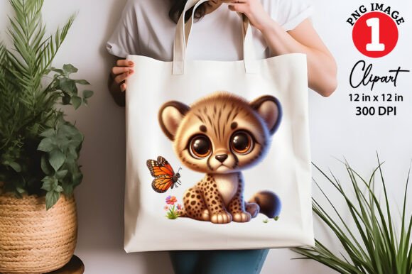 Download Cute Cheetah Playing with Butterfly PNG - Png Collection