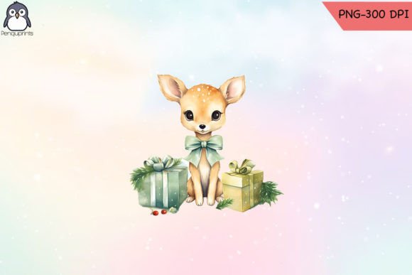Download Vintage Christmas Cute Deer PNG - Png Collection