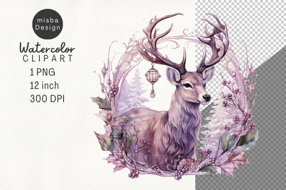 Download Vintage Christmas Deer Clipart PNG - Png Collection