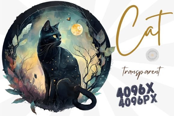 Download Magic Black Cat Clipart PNG Illustration - Png Collection