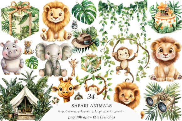 Download Watercolor Safari Animals Png - Png Collection