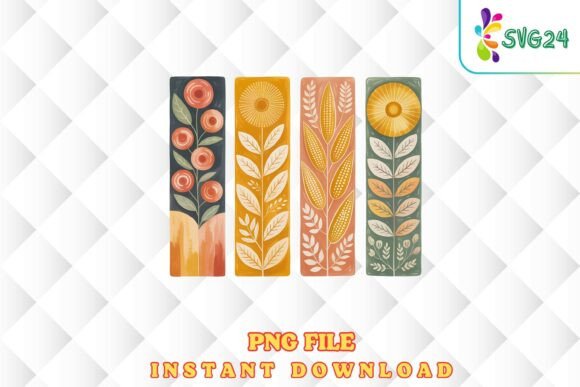 Download Mid Century Floral Border PNG Set - Png Collection