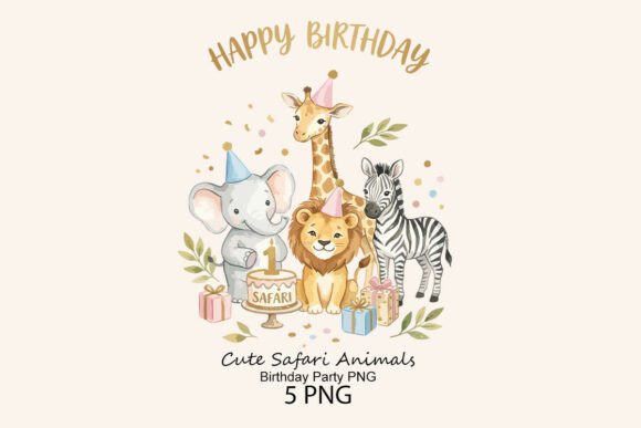 Download Cute Safari Animals Birthday Party PNG - Png Collection