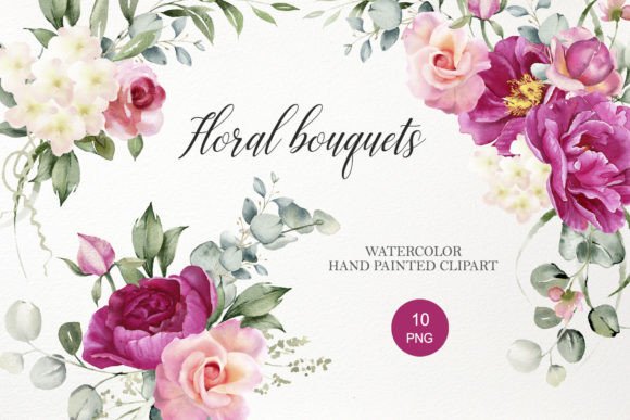 Download Watercolor Floral Bouquet Clipart PNG - Png Collection