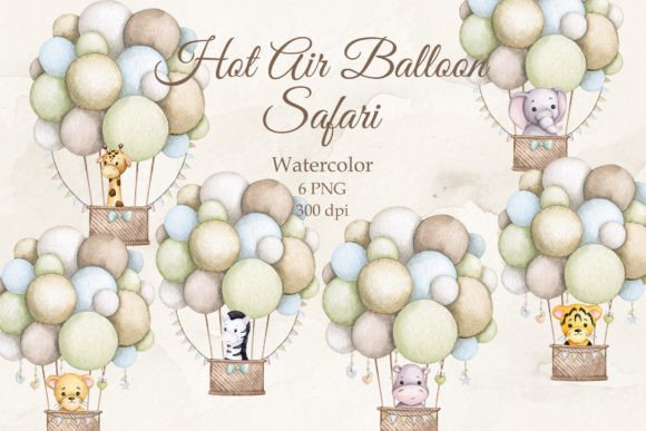 Download Hot Air Balloon Safari Watercolor PNG - Png Collection