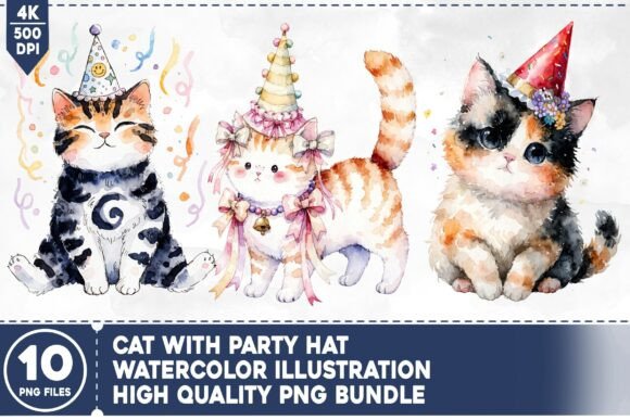 Download Cat with Party Hat PNG Bundle - Png Collection