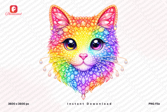 Download Rainbow Rhinestone Cat PNG - Png Collection