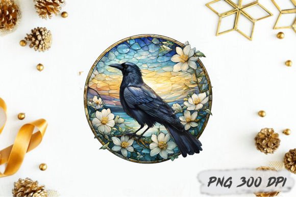 Download Crow Stained Glass PNG Sublimation - Png Collection