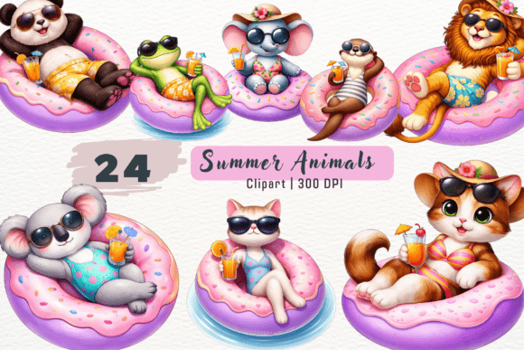 Download Watercolor Summer Animals Clipart PNG - Png Collection